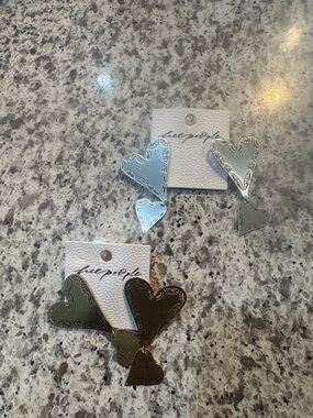 Free People Heart Drop Earrings in Silver and Gold